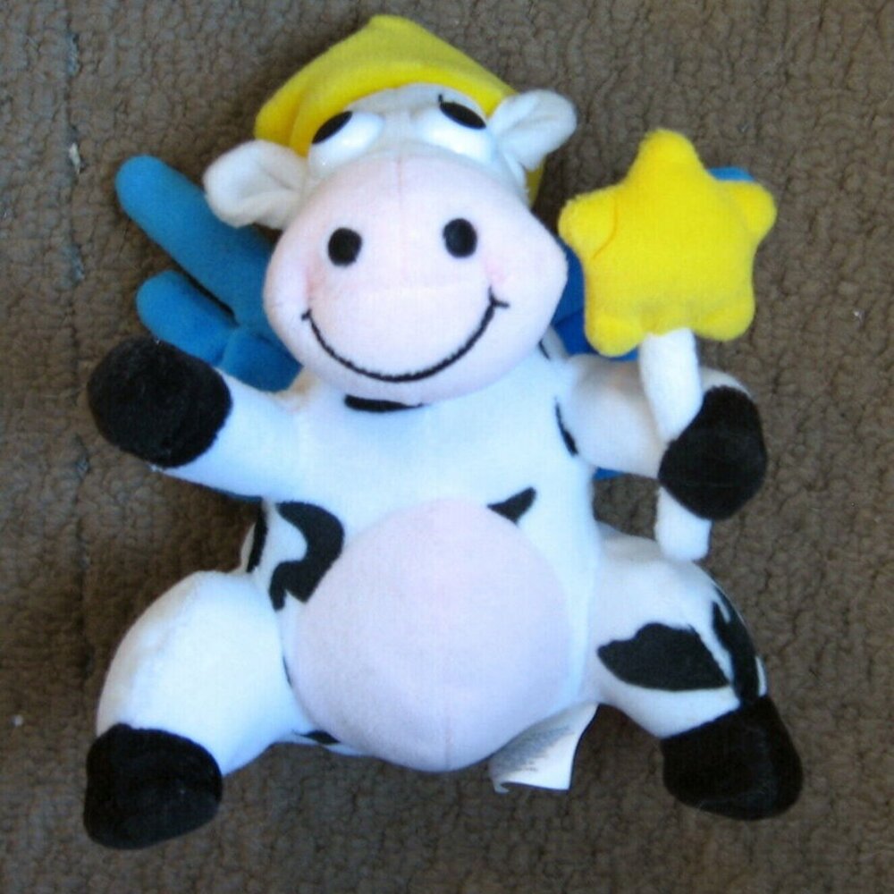 Vintage Kraft Singles Dairy Fairy Cow Bean Bag plush doll stands 6 1/4" tall.
